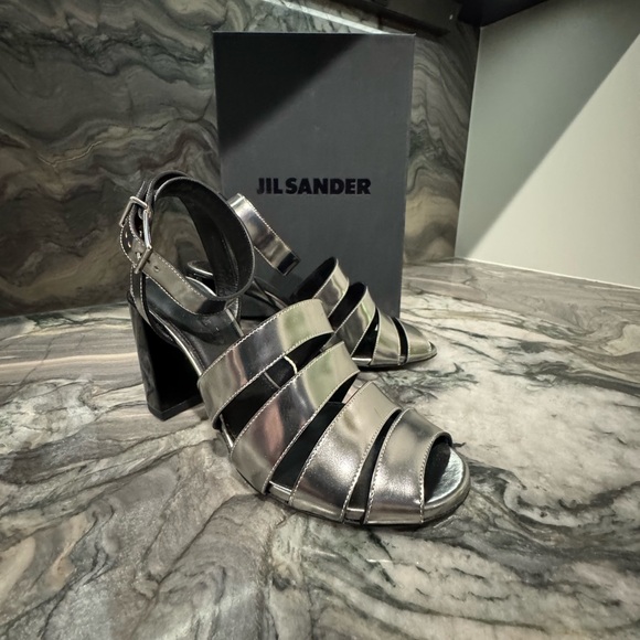 JIL SANDER Silver Strappy Heels 6.5 NIB and NWD! ➡️See description. - Picture 4 of 16